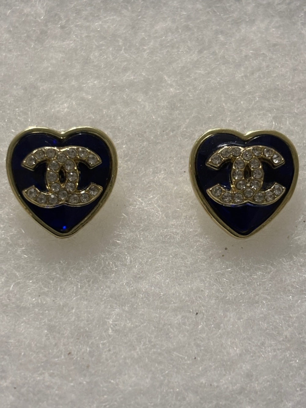 CC Navy Heart Stud Earrings